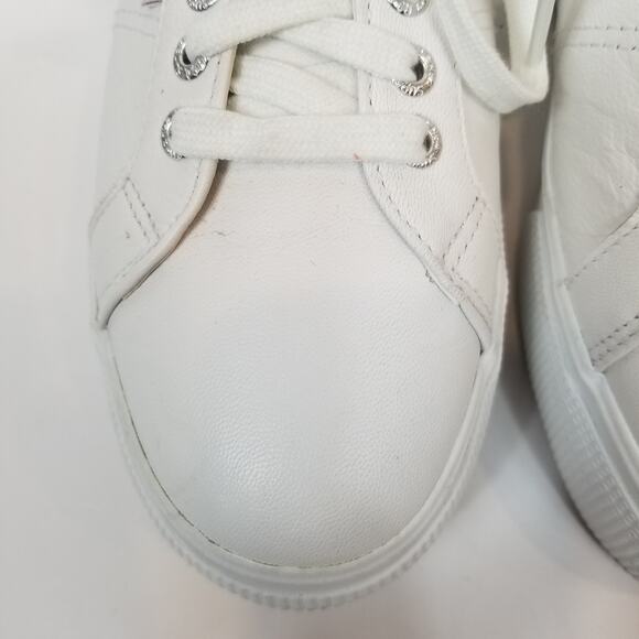 Superga Women's White Leather Platform Lace Up Sneakers Size 41.5 US 10 - Picture 5 of 10